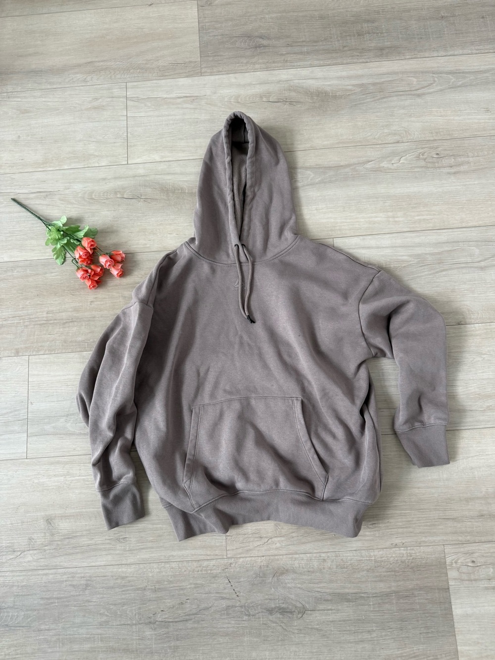 Reebok women’s size, large, taupe, drawstring, hoodie, cozy loungewear